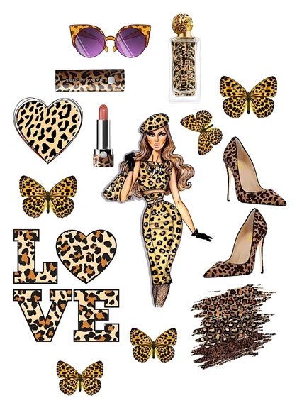 Yenilebilir Şekerli Kağıt Baskısı Cupcake ve Pasta Resim Baskı Leopar Kadın Temalı 06 ürün görseli