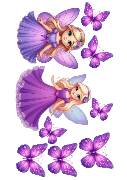 Yenilebilir Şekerli Kağıt Baskısı Cupcake ve Pasta Resim Baskı Kelebek ve Kız Temalı 65 ürün görseli