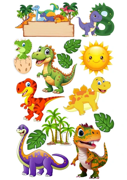 Yenilebilir Şekerli Kağıt Baskısı Cupcake ve Pasta Resim Baskı Dinazor Temalı 53 ürün görseli