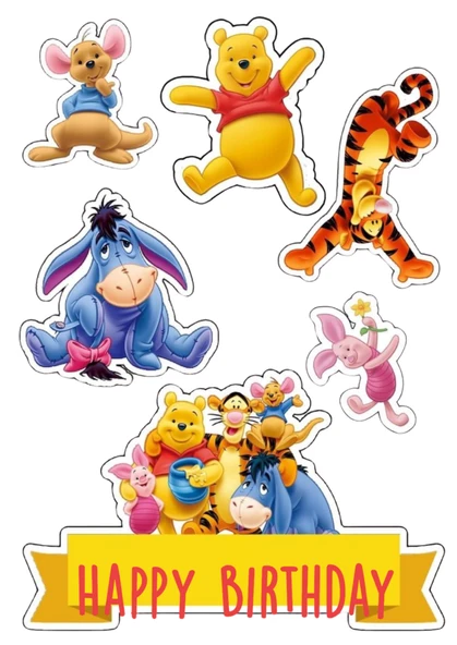 Yenilebilir Şekerli Kağıt Baskısı Cupcake ve Pasta Resim Baskı Winnie The Pooh Temalı 76 ürün görseli