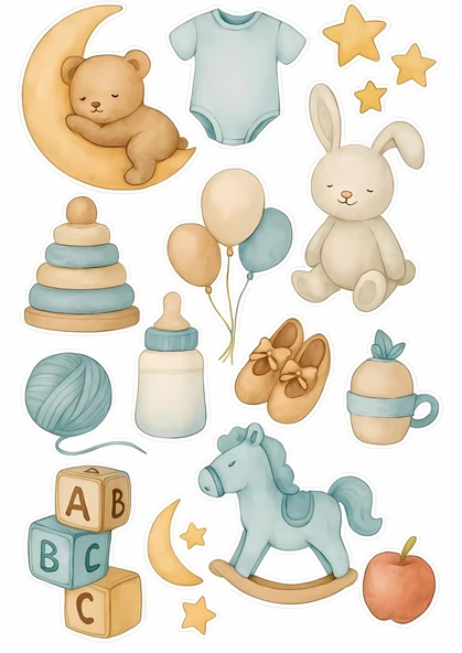 Yenilebilir Şekerli Kağıt Baskısı Cupcake ve Pasta Resim Baskı Bebek Eşyaları Temalı 31 ürün görseli