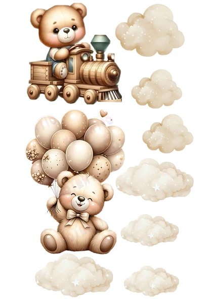 Yenilebilir Şekerli Kağıt Baskısı Cupcake ve Pasta Resim Baskı Ayıcık Temalı 45 ürün görseli