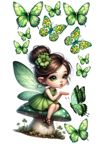 Yenilebilir Şekerli Kağıt Baskısı Cupcake ve Pasta Resim Baskı Kelebek ve Kız Temalı 63 ürün görseli