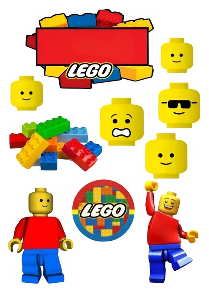 Yenilebilir Şekerli Kağıt Baskısı Cupcake ve Pasta Resim Baskı Lego Temalı 03 ürün görseli