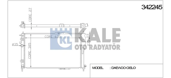 Daewoo Motor Su Radyatoru Daewoo Racer Cielo 96>00 Otomatık (635x385x27) - Kale 342245 ürün görseli 1