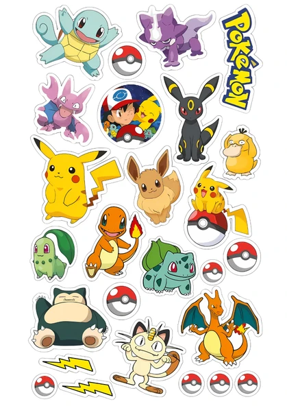 Yenilebilir Şekerli Kağıt Baskısı Cupcake ve Pasta Resim Baskı Pokemon Temalı 07 ürün görseli