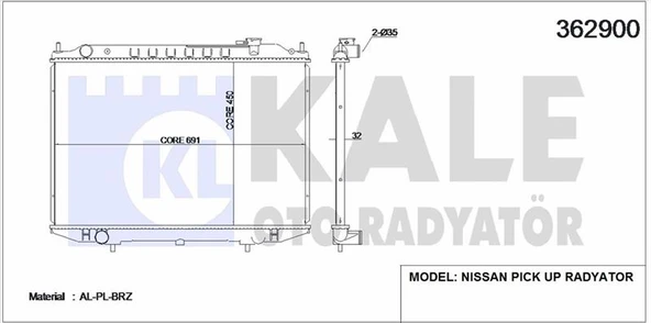 Nissan Motor Su Radyatoru Skystar 03> Manuel (450x691x26) - Kale 362900 ürün görseli