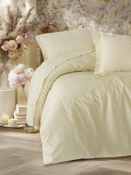 Cotton Box Elegant Bej Çift Kişilik Saten Nevresim Takımı ürün görseli