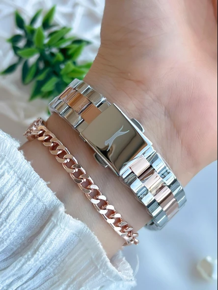 Slazenger Yeni Sezon Elite Model 50 Mt Suya Dayanıklı Bileklik Hediyeli Kadın Kol Saati VS.BLKT.0597 - Resim 3