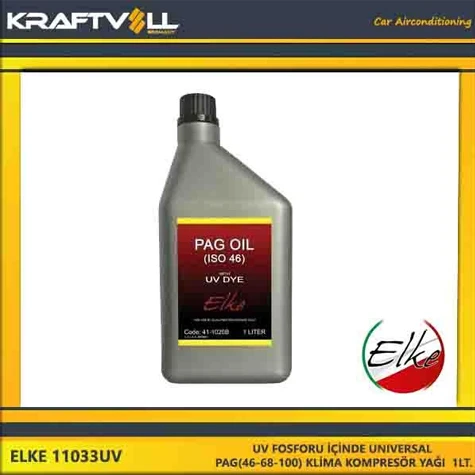 UV FOSFORU IÇINDE UNIVERSAL PAG(46-68-100) KLIMA KOMPRESÖR YAGI  1LT. - ELKE 11033UV - 1