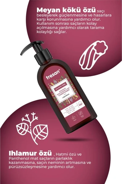 Tresan Meyan Kökü Yoğun Nemlendirici Sülfatsız Bakım Saç Kremi 300 ml - Resim 3