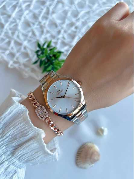 Slazenger Yeni Sezon Elite Model 50 Mt Suya Dayanıklı Bileklik Hediyeli Kadın Kol Saati VS.BLKT.0597 - Resim 2