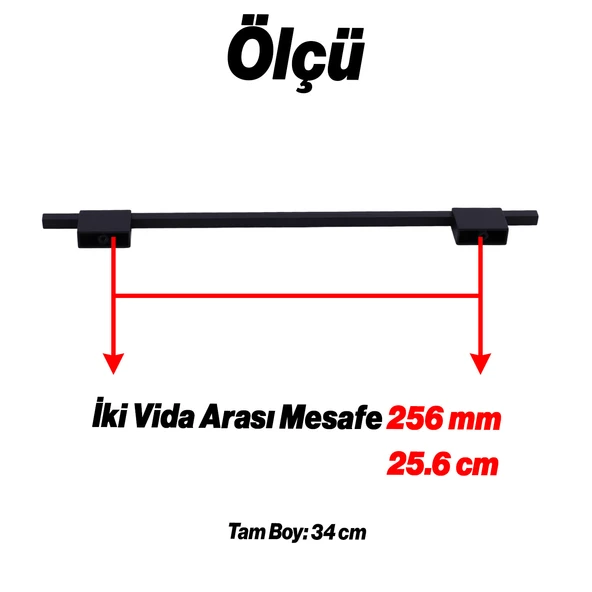 Boyut Siyah Metal 256 mm Uzun Dolap Kulpları Mutfak Çekmece Kulbu Kapak Kulbu Mobilya Kolu Aksesuarı - Resim 2