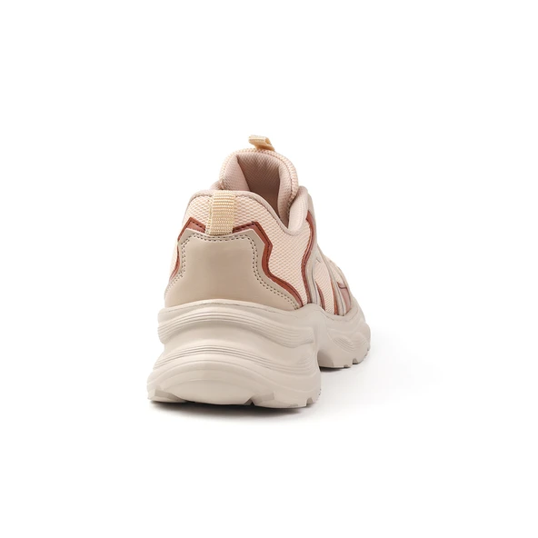 Kadın Bej Kahve Fileli Sneaker Günlük Ortopedik Spor Ayakkabı - Resim 5