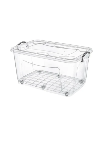 Tekerlekli Saklama Kutusu Şefaf Kapaklı 50 Litre - Büyük Saklama Kabı ürün görseli 1