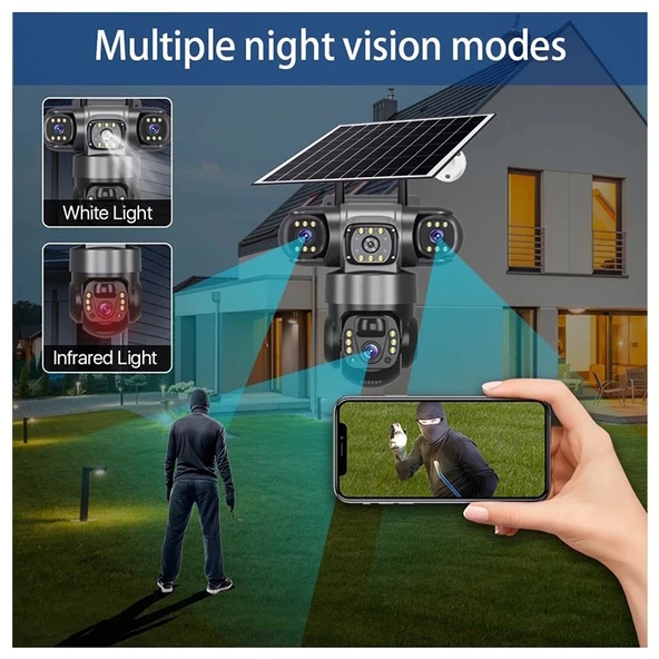 O-Kam 6060 6 MP Solar Güneş Enerjili Gece Görüşlü IP Güvenlik Kamerası - 8