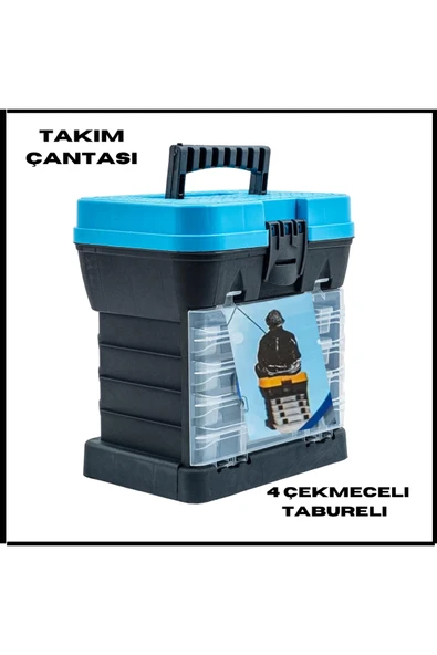 Uyguna-Yakala MaviBalı 4 Çekmeceli  Tabureli kçı Takım Çantası - ZM.018 ürün görseli 1