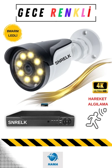 SNRELK HAMA 5 mp Lens 4 Kamera 320gb 1080p Gece RENKLİ Su Geçirmez Güvenlik kamerası set - Resim 2