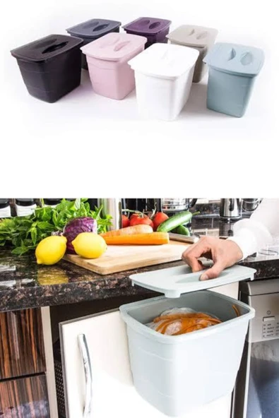 Dolap Kapağı Askılı Kapaklı Çöp Kovası Beyaz - Resim 2