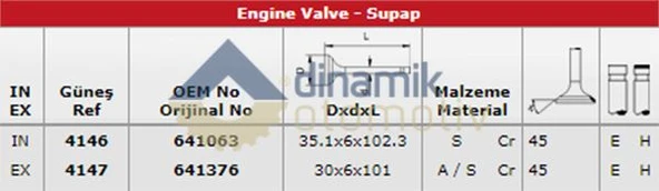 Opel Subap Takımı Vectra C Signum Astra G Astra H Z22se Z22yh - Gunes 4146-4147 ürün görseli 1