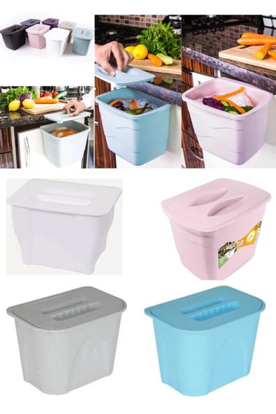 Dolap Kapağı Askılı Kapaklı Çöp Kovası Beyaz ürün görseli 1