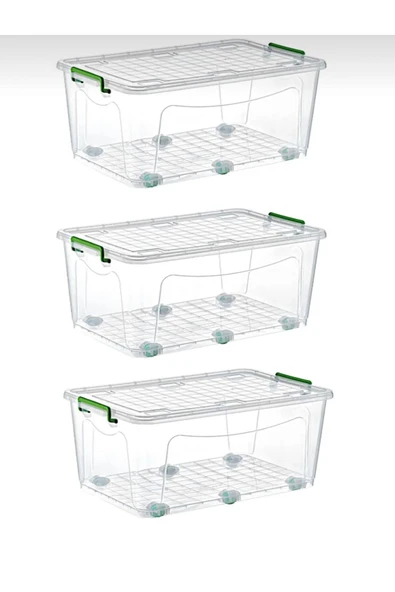 3 Adet Maksi Plastik Tekerli Saklama Ve Düzenleme Kutusu 50 lt ürün görseli 1