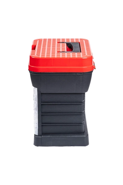 Tabureli Balıkçı Takım Çantası - 4 Çekmeceli - Kırmızı - Resim 5