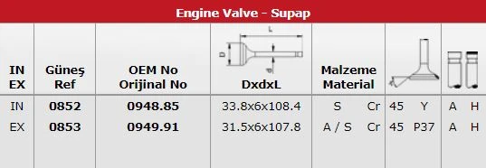 Psa Subap Takım Emme / Egsoz P406 P605 R Xantıa XM II Es9j4 (3,0 V6 24v) Olcu: İn (33,8 * 6 * 108,4) / E - Gunes 0852-0853 ürün görseli 1