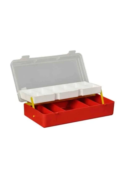 Organizer Çanta 22x11cm Takım Kutusu 13 Gözlü Çift Kat Raflı Vida Olta Şeffaf Kapaklı Edevat Çantası - Resim 2