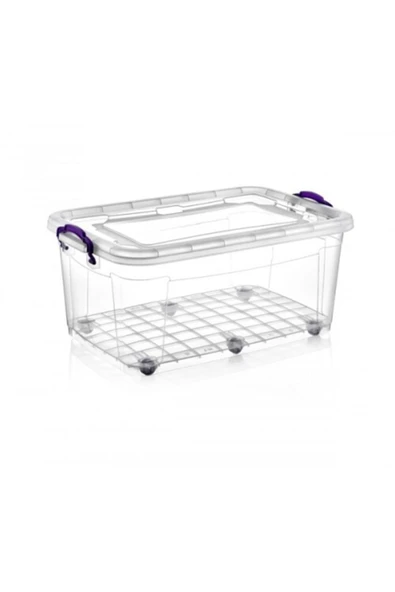 Çok Amaçlı Şeffaf Dikdörtgen Saklama Kabı Tekerlekli 50.lt - V ürün görseli 1
