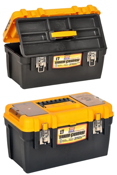 Takım çantası büyük boy 17 inç metal kilitli iç bölmeli Tamir Bakım Alet Takım Çantası 40X24X21 cm ürün görseli 1