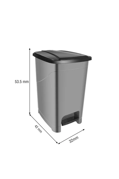 40 lt Slim Pedallı Plastik Çöp Kovası Siyah Kapaklı - Resim 2