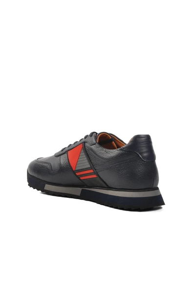 Ayakmod Lacivert Kırmızı Hakiki Deri Erkek Casual Ayakkabı Premium 130 M - Resim 4