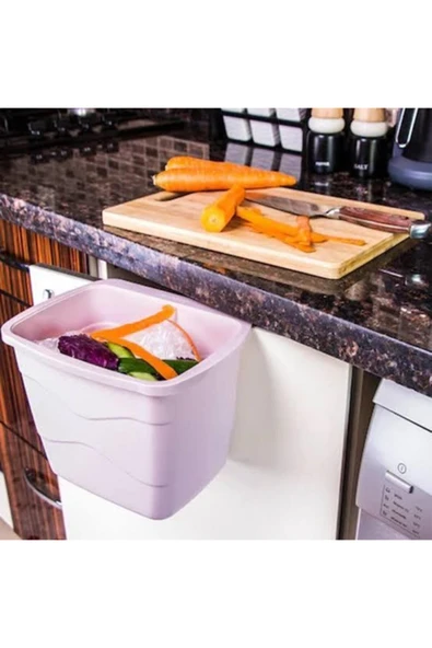 Dolap Kapağı Askılı Kapaklı Çöp Kovası Beyaz - Resim 4