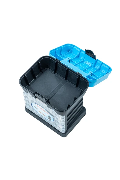 Tabureli Balıkçı Takım Çantası - 4 Çekmeceli - Mavi - Resim 5