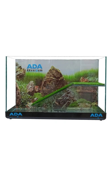 Ada Akvaryum Su Kaplumbağası Akvaryumu Bahçeli Rampalı Dinlenme  50x30x25 Cm  Arka Plan Hediyeli - 4
