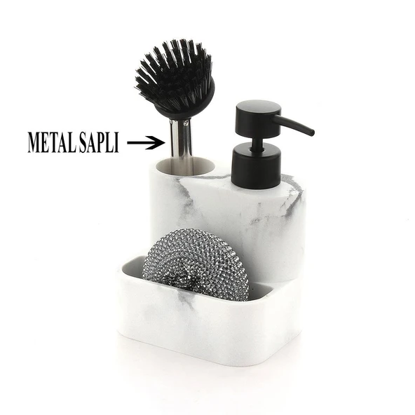 Polyester Sıvı Sabunluk, Süngerlik ve Lavabo Fırçası – Dekoratif & Dayanıklı - Resim 2