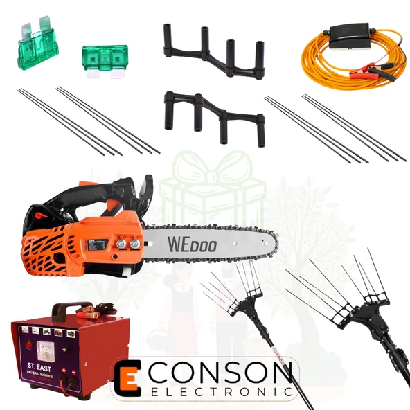 CONSON Akülü Zeytin Hasat Makinesi 36V Devir Ayarlı ve Benzinli Budama Testeresi HEDİYELİ