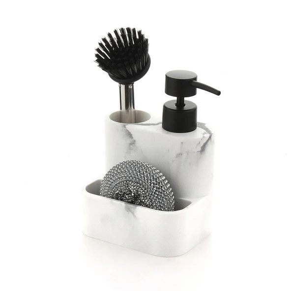 Polyester Sıvı Sabunluk, Süngerlik ve Lavabo Fırçası – Dekoratif & Dayanıklı - Resim 4