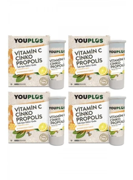 Youplus Vitamin C Çinko Propolis 20 Efervesan-4 KUTU-SKT:07/2028 ürün görseli 1