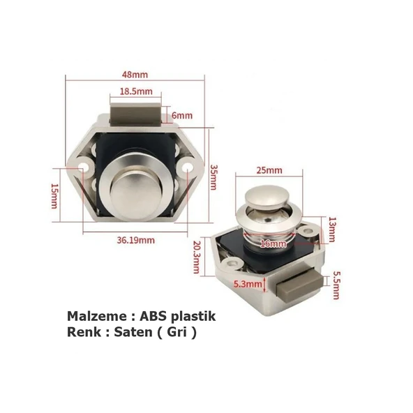 Karavan ve Tekneler için Basmalı Çekmece Dolap Kilidi Saten - 2