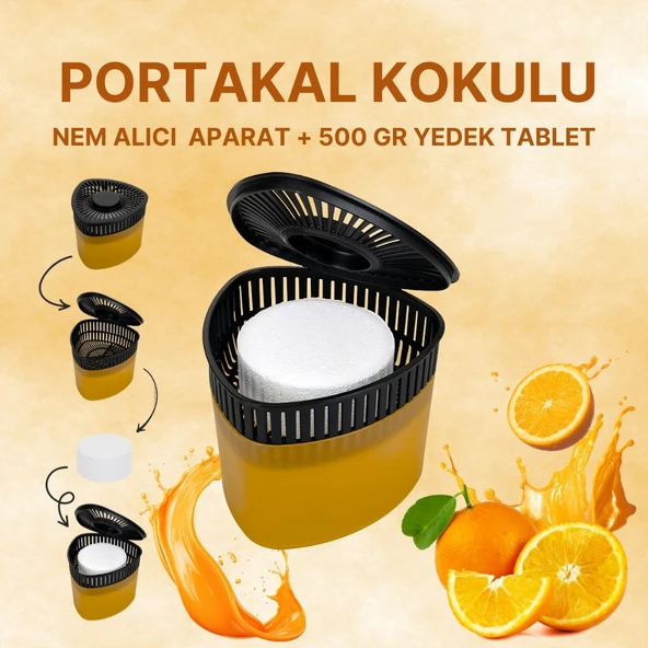 3 Adet 500 gr Nem Alıcılı Ve Rutubet Giderici Aparat Üçgen Portakal (TABLET DAHİL) ürün görseli