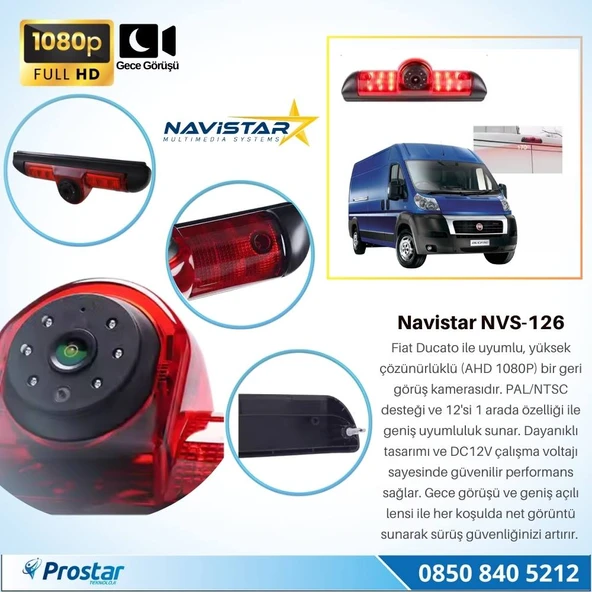 Fiat Ducato Peugeot Boxer ve Citroen Jumper için Profesyonel Geri görüş Kamerası - 3
