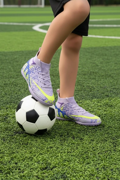 Ayakmod Lila Mor Çoraplı Çocuk Halı Saha Ayakkabısı Air 600 F - 3