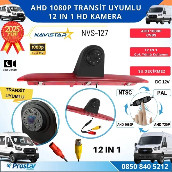 Ford Transit için Profesyonel AHD 1080P 12 in 1 Butonlu Geri görüş Kamerası - 1