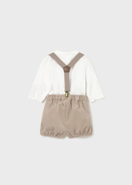 Mayoral Newborn Erkek Bebek Askılı Şort Gömlek Takım - 2