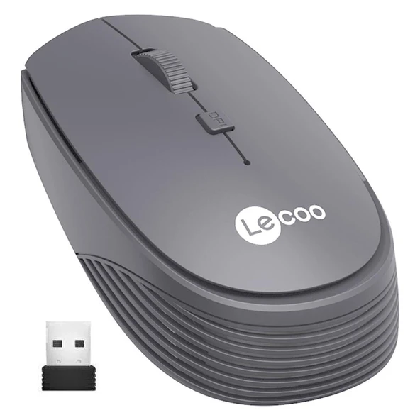 Lenovo Lecoo WS202 2.4Ghz Kablosuz 1200DPI Gri Optik Mouse 4 Tuşlu