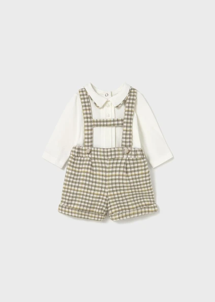 Mayoral Newborn Kız Bebek Askılı Şort Gömlek Takım