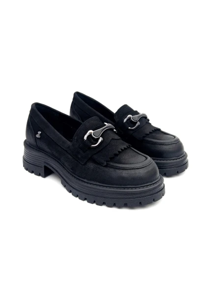 Venüs 2554603K Kadın Hakiki Deri Püsküllü Kalın Taban Loafer Ayakkabı - 8