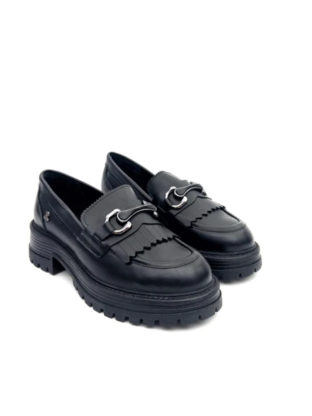 Venüs 2554603K Kadın Hakiki Deri Püsküllü Kalın Taban Loafer Ayakkabı - 4